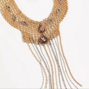 Free People After dark Mesh Necklace Chain  choker collar NEW in gold